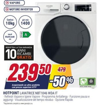 Trony HOTPOINT LAVATRICE NBT1046 WDA IT offerta