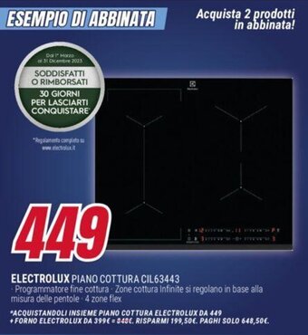 Trony ELECTROLUX PIANO COTTURA CIL63443 offerta