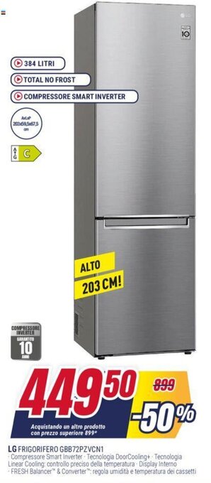 Trony LG FRIGORIFERO GBB72PZVCN1 offerta