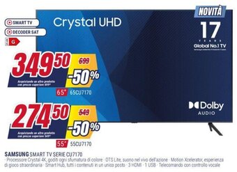 Trony SAMSUNG SMART TV SERIE CU7170 55" offerta