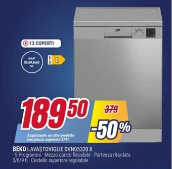 Trony BEKO LAVASTOVIGLIE DVN05320 X offerta