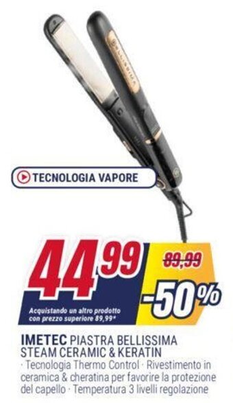 Trony IMETEC PIASTRA BELLISSIMA STEAM CERAMIC & KERATIN offerta