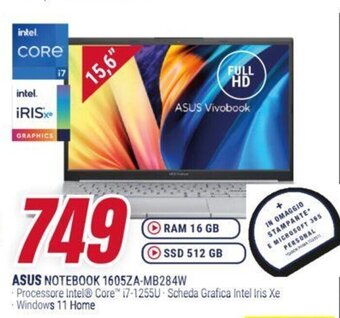 Trony ASUS NOTEBOOK 1605ZA-MB284W offerta