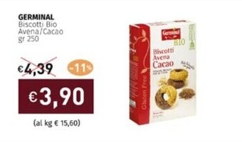 Prezzemolo e Vitale GERMINAL Biscotti Bio Avena/Cacao gr 250 offerta
