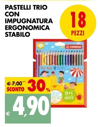 Tigros PASTELLI TRIO CON IMPUGNATURA ERGONOMICA STABILO 18 PEZZI offerta