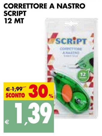 Tigros CORRETTORE A NASTRO SCRIPT 12 MT offerta