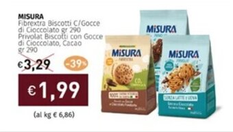 Prezzemolo e Vitale MISURA Fibrextra Biscotti C/Gocce di Cioccolato gr 290 offerta