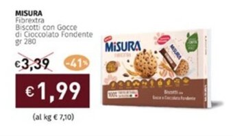 Prezzemolo e Vitale MISURA Fibrextra Biscotti con Gocce di Cioccolato Fondente gr 280 offerta