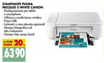 STAMPANTE PIXMA MG3650 S WHITE CANON