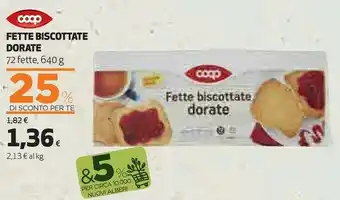 Coop Coop Fette Biscottate Dorate 72 Fette, 640 G offerta