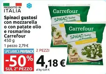 Carrefour Carrefour - Spinaci Gustosi Con Mozzarella Con Spinaci Italiani 450 G(ml) offerta
