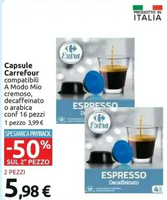 Carrefour Carrefour Capsule A Modo Mio Cremoso 16 Pezzi offerta