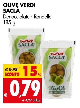 OLIVE VERDI SACLA Denocciolate - Rondelle 185 g