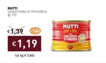 Prezzemolo e Vitale MUTTI Concentrato di Pomodoro gr 210 offerta