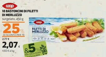 Coop Coop - Bastoncini Di Filetti Di Merluzzo Impanati E Surgelati 450 G(ml) offerta