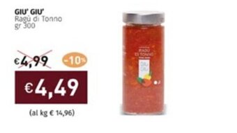 Prezzemolo e Vitale GIU' GIU' Ragù di Tonno gr 300 offerta