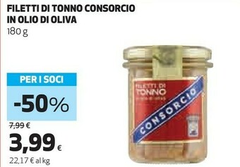 Coop Consorcio Filetti Di Tonno In Olio Di Oliva 180g offerta