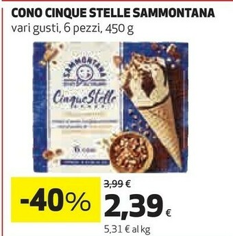 Coop Sammontana Cinque Stelle Panna 6 Coni 450 G(ml) offerta
