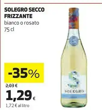 Coop Solegro Secco Frizzante Bianco 750ml offerta