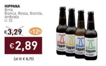 Prezzemolo e Vitale HIPPANA Birra Bianca, Rossa, Bionda, Ambrata cl 33 offerta