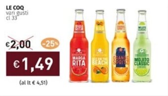 Prezzemolo e Vitale LE COQ vari gusti cl 33 offerta