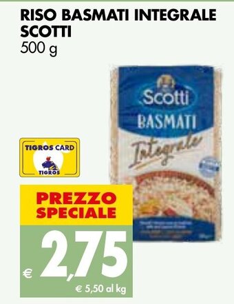 Tigros RISO BASMATI INTEGRALE SCOTTI 500 g offerta