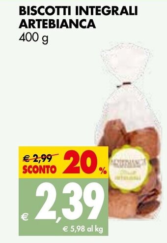 Tigros BISCOTTI INTEGRALI ARTEBIANCA 400 g offerta