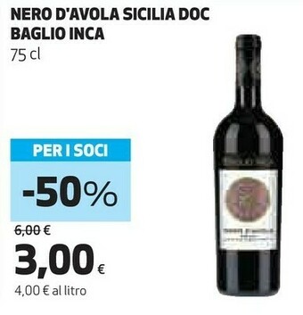 Coop Baglio Gaiano - Nero D'Avola Sicilia DOC 750 G(ml) offerta