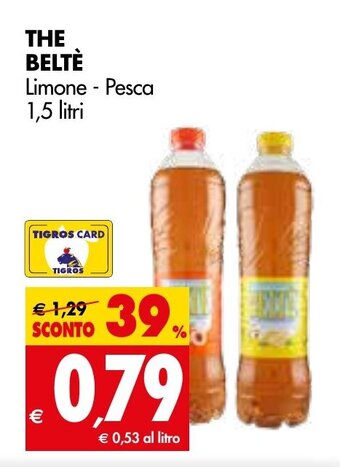 Tigros THE BELTÈ Limone - Pesca 1,5 litri offerta