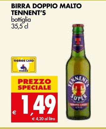 Tigros BIRRA DOPPIO MALTO TENNENT'S bottiglia 35,5 cl offerta