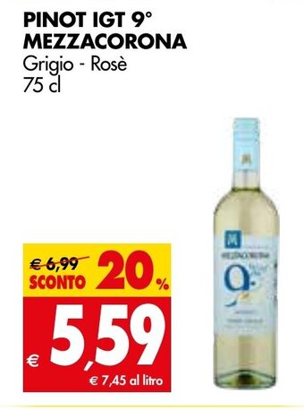 Tigros PINOT IGT 9° MEZZACORONA Grigio - Rosè 75 cl offerta