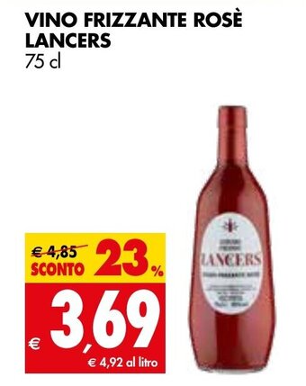Tigros VINO FRIZZANTE ROSÈ LANCERS 75 cl offerta