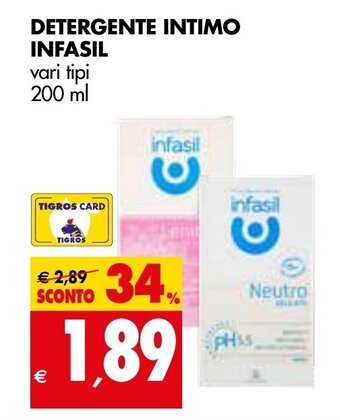 Tigros DETERGENTE INTIMO INFASIL vari tipi 200 ml offerta