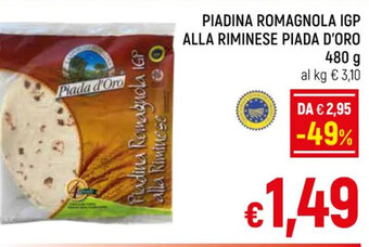 A&O PIADINA ROMAGNOLA IGP ALLA RIMINESE PIADA D'ORO 480 g offerta