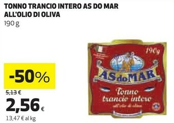 Coop Asdomar Tonno Trancio Intero All'Olio Di Oliva offerta