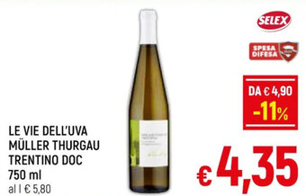 LE VIE DELL'UVA MÜLLER THURGAU TRENTINO DOC 750 ml