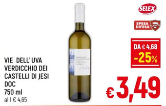 A&O VIE DELL'UVA VERDICCHIO DEI CASTELLI DI JESI DOC 750 ml offerta