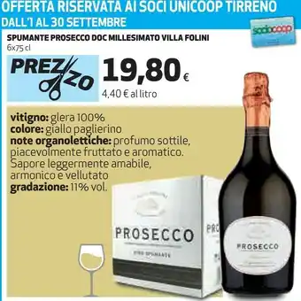 Coop Millesimato Spumante Prosecco Doc Villa Follini 750 Ml offerta