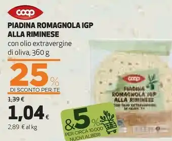 Coop Coop - Piadina Romagnola IGP Alla Riminese Con Olio Extravergine Di Oliva 360 G(ml) offerta