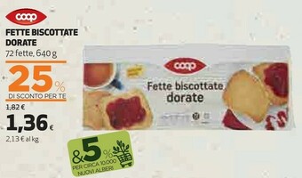 Coop Coop Fette Biscottate Dorate 72 Fette, 640 G offerta