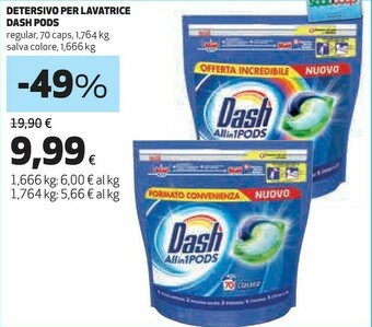 Coop Dash All In 1 Pods Detersivo Per Lavatrice Regular 70 Capsule offerta