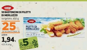 Coop Coop 18 Bastoncini Di Filetto Di Filetti Di Merluzzo offerta