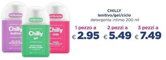 Acqua & Sapone CHILLY lenitivo/gel/ciclo detergente intimo 200 ml 3 pezzi offerta