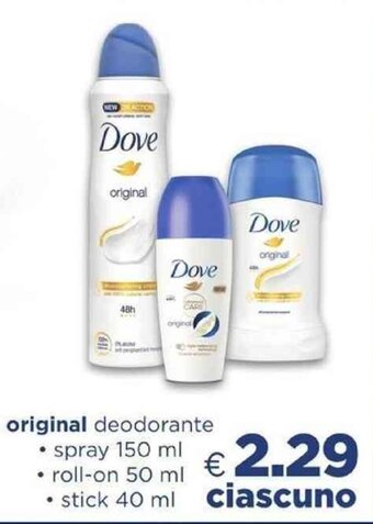 Acqua & Sapone original deodorante • spray 150 ml €2.29 • roll-on 50 ml • stick 40 ml offerta
