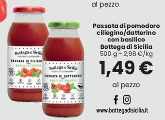 Despar Passata di pomodoro ciliegino/datterino con basilico Bottega di Sicilia 500 g offerta