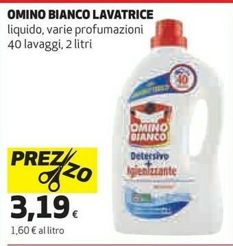 Coop Omino Bianco Detersivo Lavatrice Liquido + Igienizante 40 Lavaggi offerta