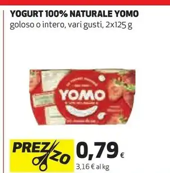 Coop Yomo Yogurt 100% Naturale Goloso Nocciole 250 G(ml) offerta
