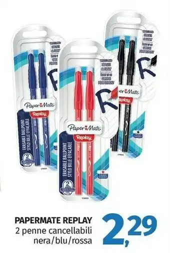 Pam Papermate Paper Mate Replay 2 Penne Cancellabili Nera/ Blu / Rossa offerta