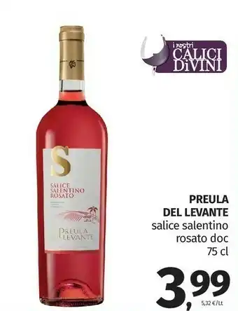 Pam Preula Del Levante Salice Salentino Rosato Doc offerta