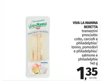 Pam Beretta Viva La Mamma Tramezzini Prosciutto Cotto, Carcioffi E Philadelphia offerta